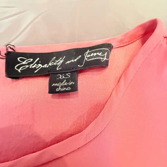 Elizabeth and James Pink Boatneck Fluted Sleeve Silk Mini Shift Dress XS $495 - Picture 4 of 15